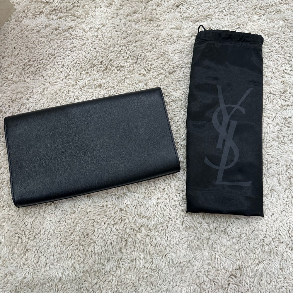 Yves Saint Laurent YSL Black on Black Clutch with Dust Bag - Picture 5 of 15